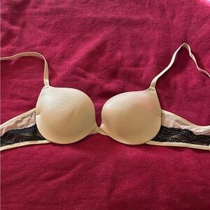 Elegant Cream w/Black Lace Trim Bra 34B